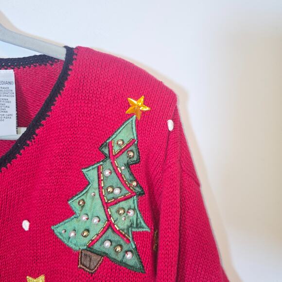 Nut Cracker Vintage Teddy Bear Christmas Cardigan Embroidered Size Medium - Picture 4 of 7